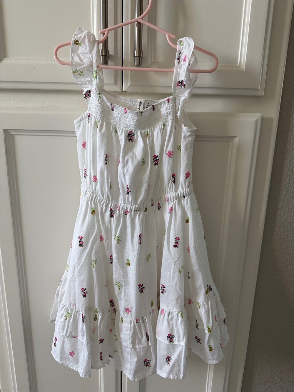 Girl's White Floral & Minnie Summer Dress